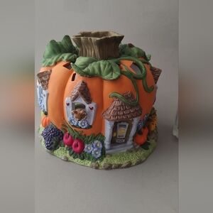 PARTYLITE Harvest Pumpkin House Tealight Candle Holder Ceramic Read Full Descrip